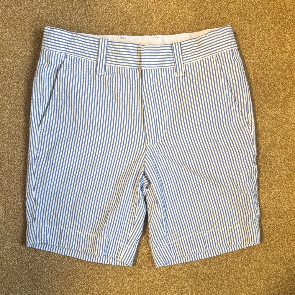 Classic Seersucker Boy’s Shorts in Blue and White